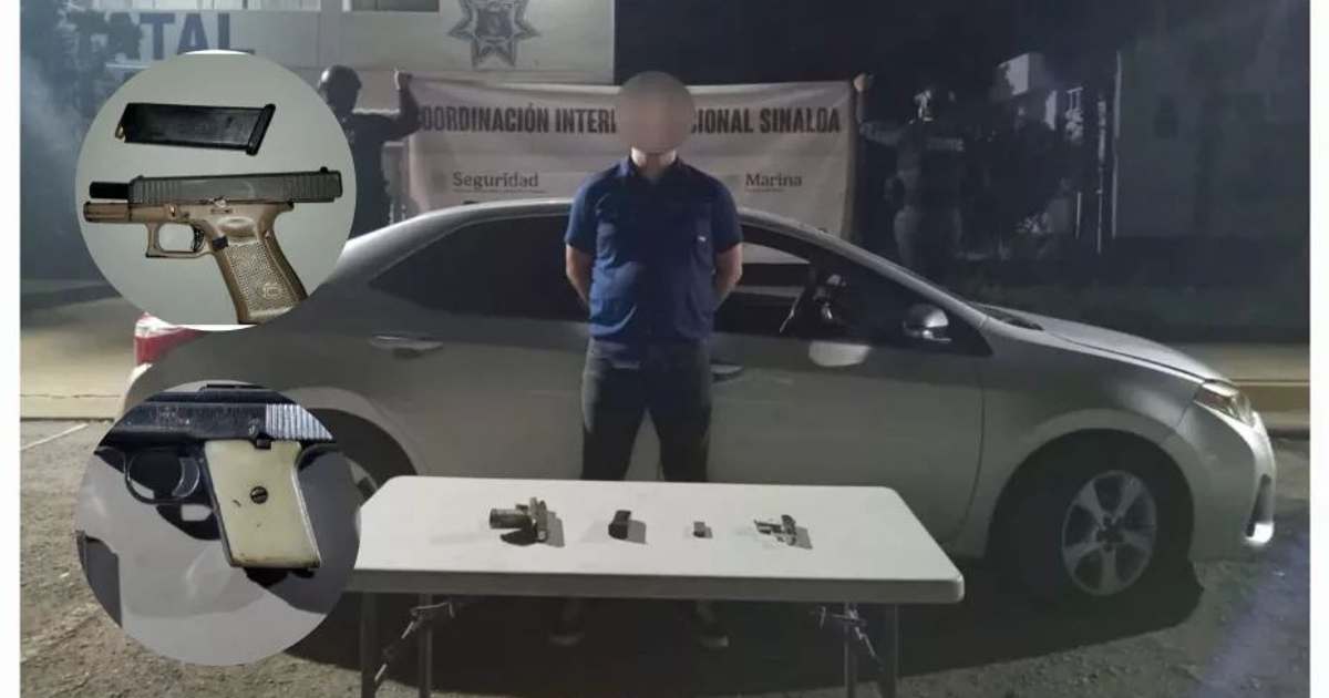 Detención en Culiacán con armas aseguradas y vehículo