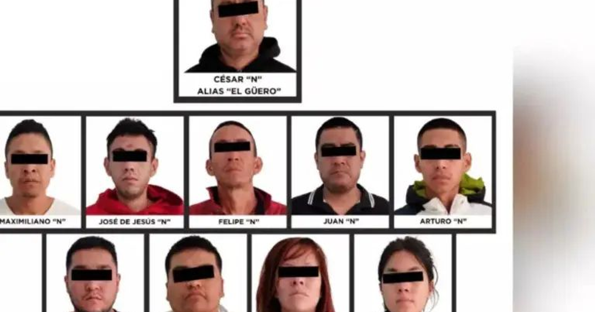 Cartel de detenidos en Chalco por el caso de Dulce, con fotografías y nombres alias de los implicados.