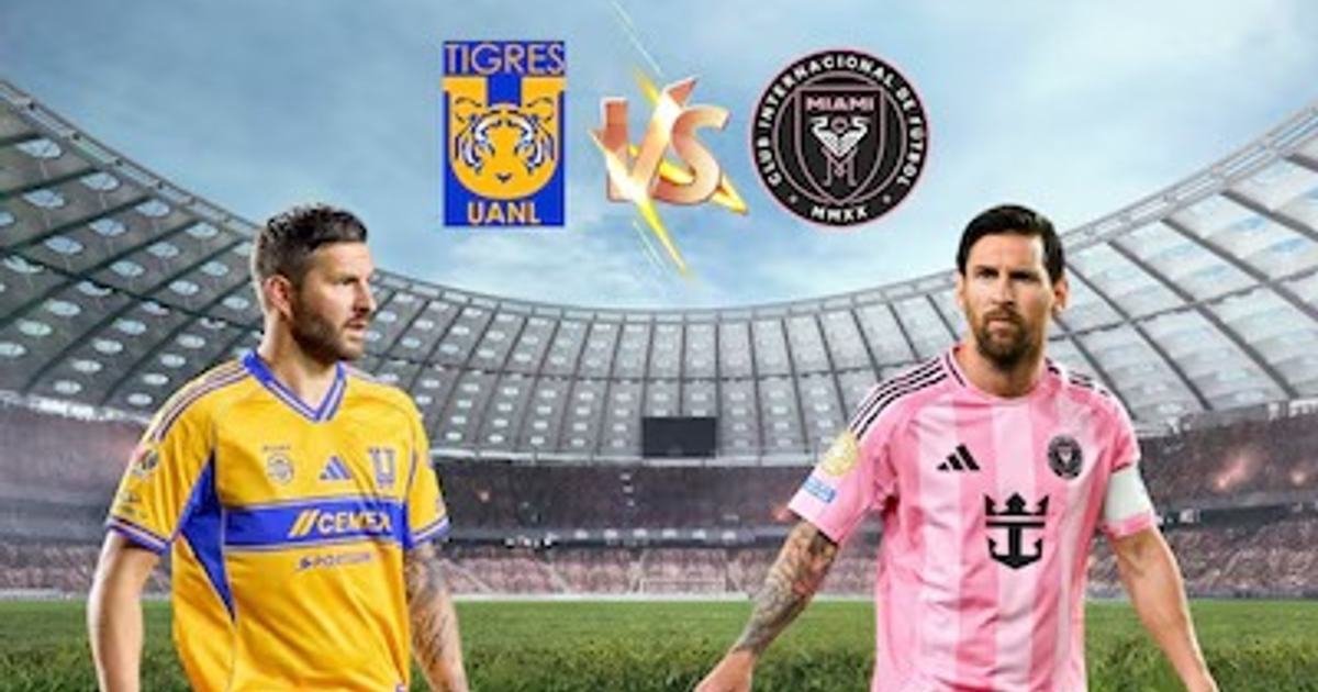 Jugadores de Inter Miami y Tigres UANL en montaje para la Leagues Cup 2025