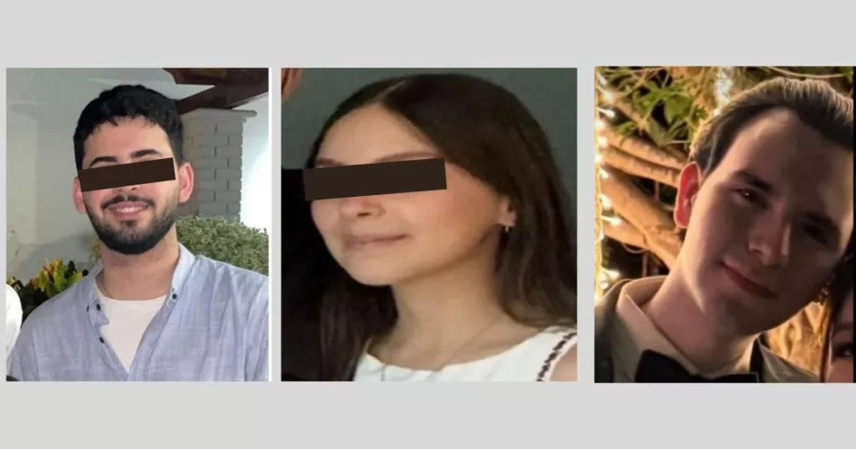 Retratos de Danna Fernanda, Gonzalo Ismael Montero García y Rodolfo Urías Rivera, jóvenes involucrados en el caso de desaparición en Mazatlán.