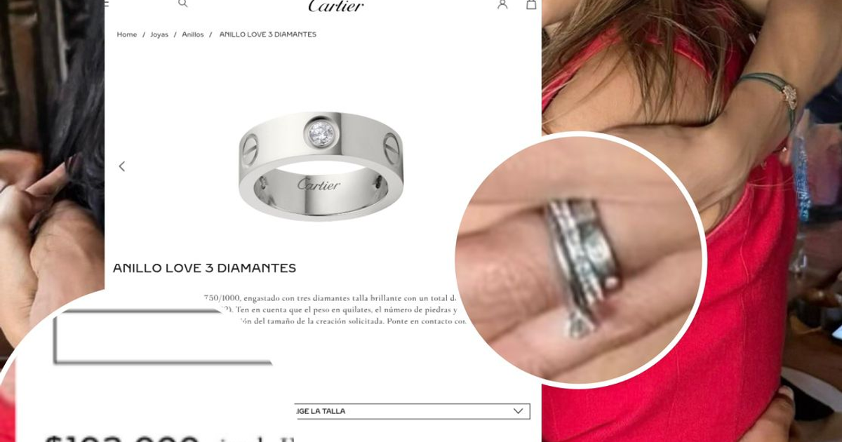 Anillo Cartier Love 3 Diamantes en pantalla web, precio $180,000