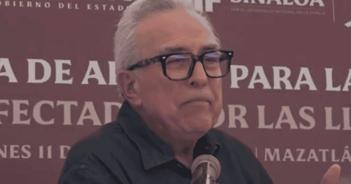 Gobernador Rubén Rocha Moya hablando sobre inundaciones en Mazatlán