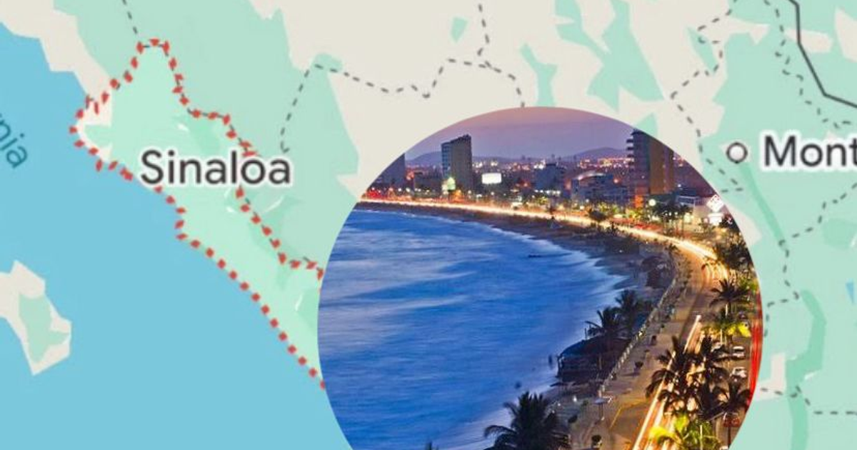 Mapa de la región costera de Sinaloa con enfoque en paseo marítimo y urbanización