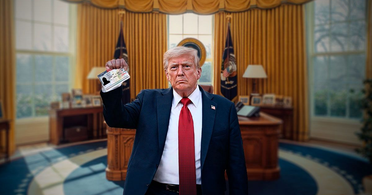 Persona en oficina oficial discutiendo políticas de visa B-1/B-2.