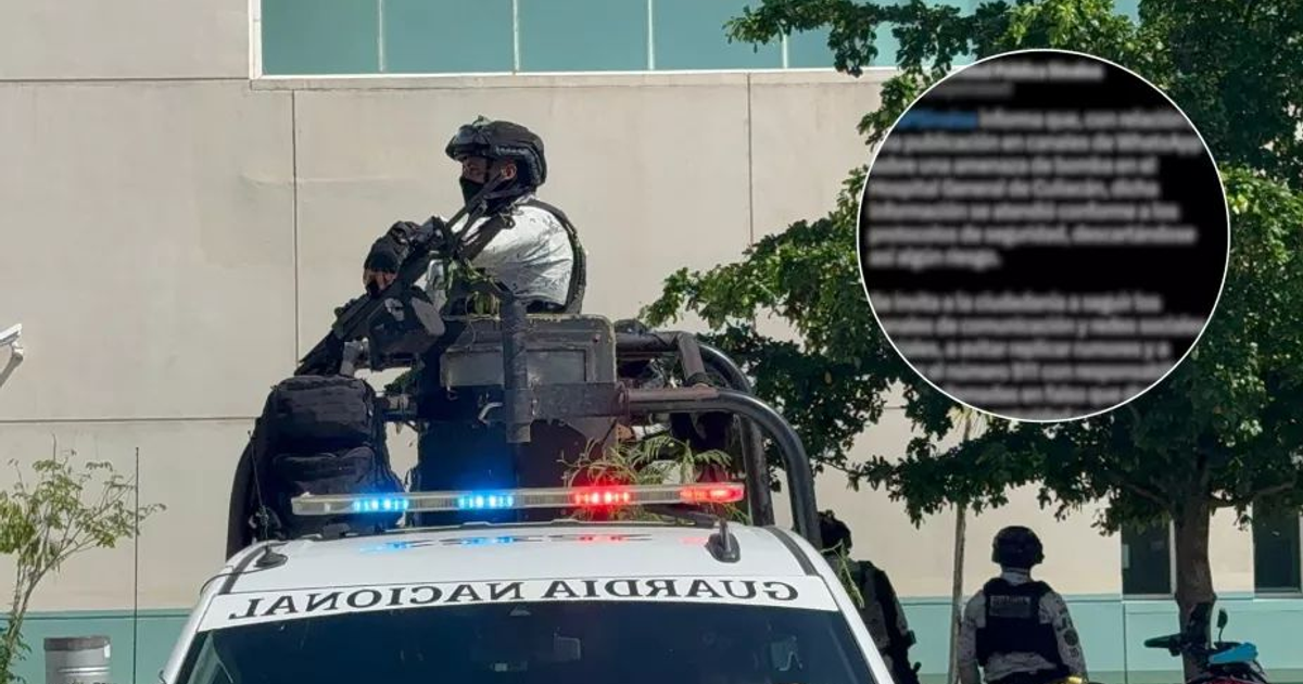 Agente armado en vehículo táctico durante operativo en Culiacán por amenaza de bomba