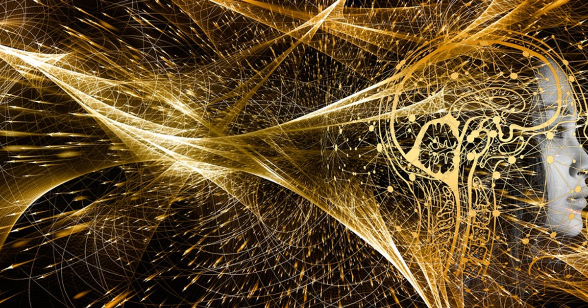 Imagen abstracta de redes neuronales en tonos dorados y negros, simbolizando la conexión entre inteligencia artificial y ciencia cuántica.