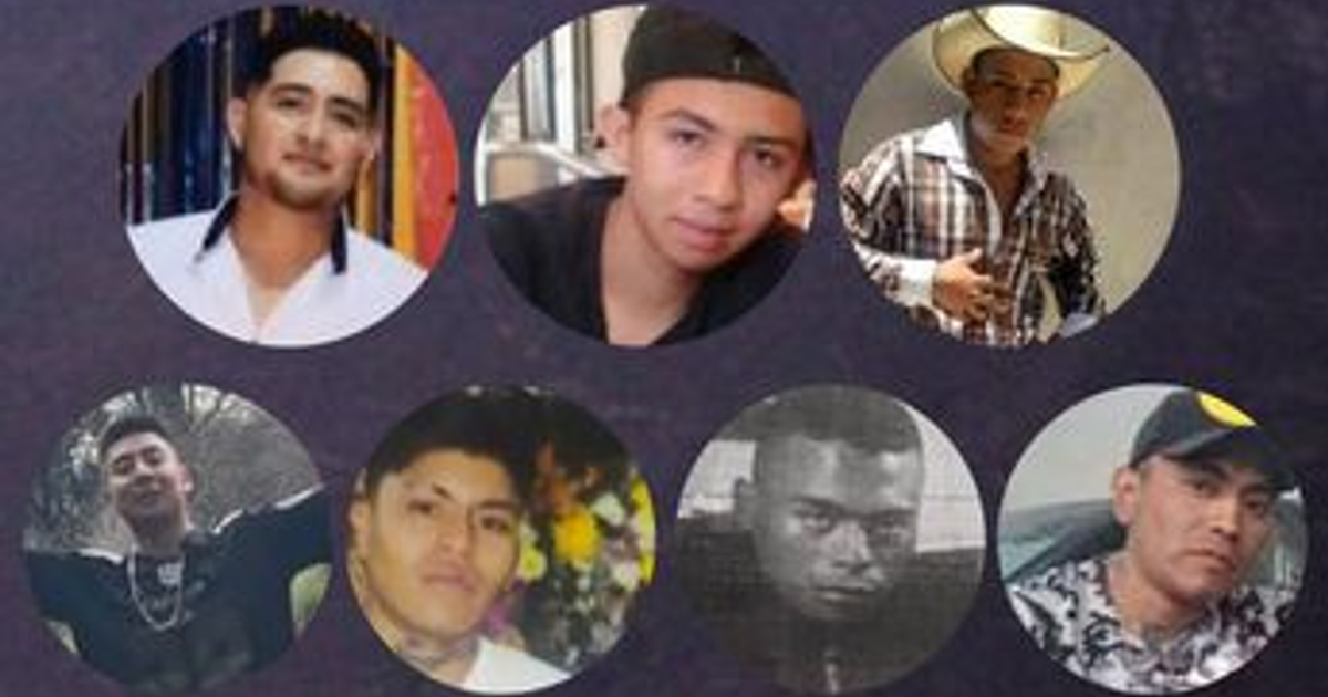 Fotografías de personas desaparecidas en Amozoc, Puebla, organizadas en círculos.