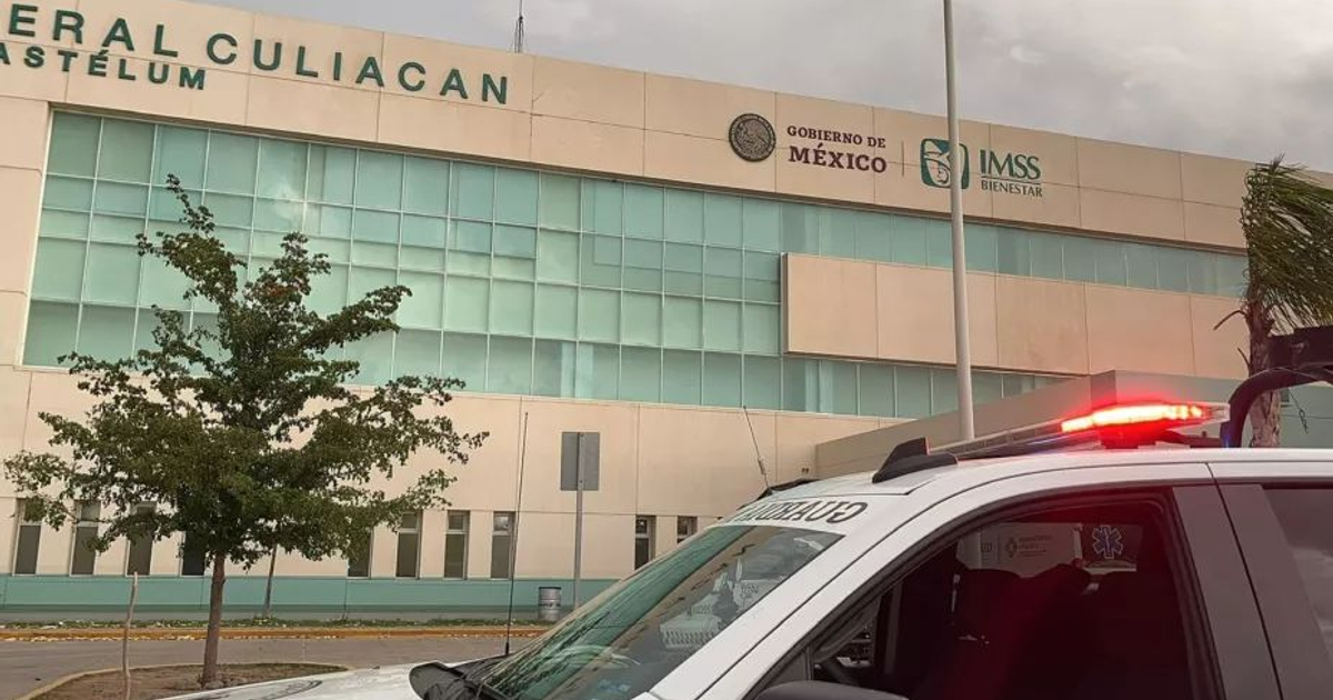 Hospital General de Culiacán con patrulla y cielo nublado