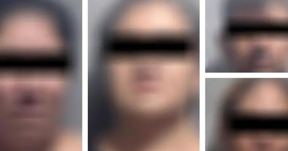 Rostros desenfocados con marcas negras sobre los ojos, simbolizando anonimato.