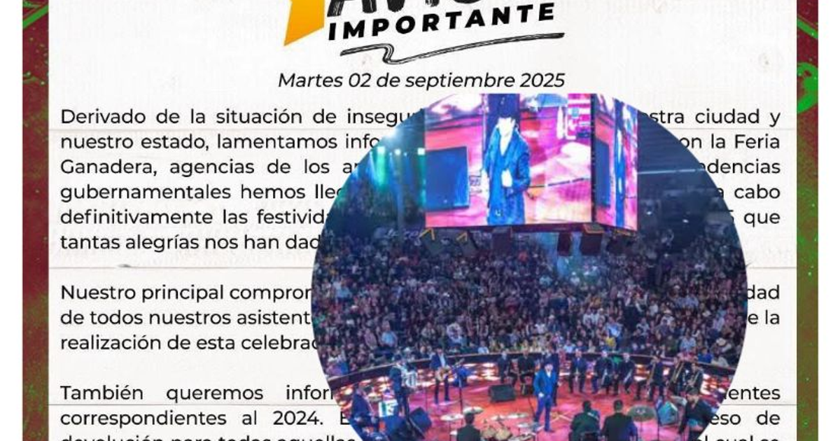 Comunicado de cancelación del Palenque de Culiacán 2025 por inseguridad