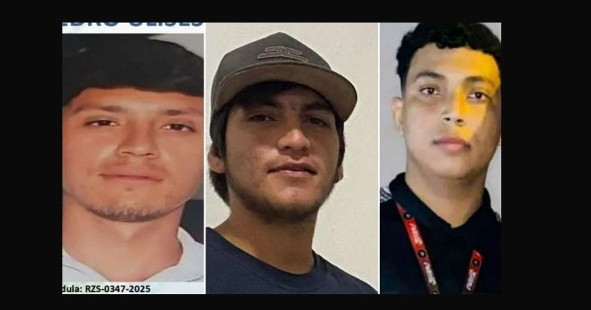 Retratos de identificación de tres jóvenes desaparecidos en Mazatlán, Sinaloa.
