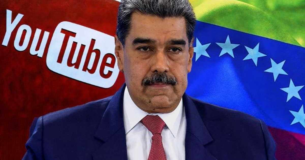 Hombre con traje frente a logotipo de YouTube y bandera de Venezuela