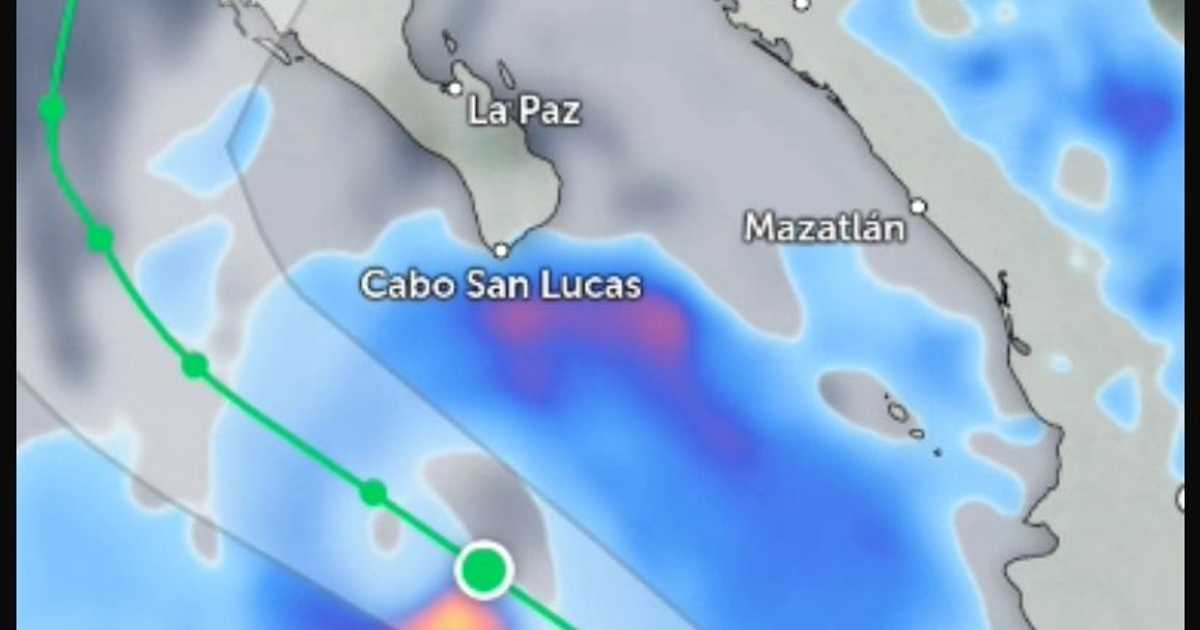 Mapa meteorológico de Baja California y Sinaloa con aviso de tormenta