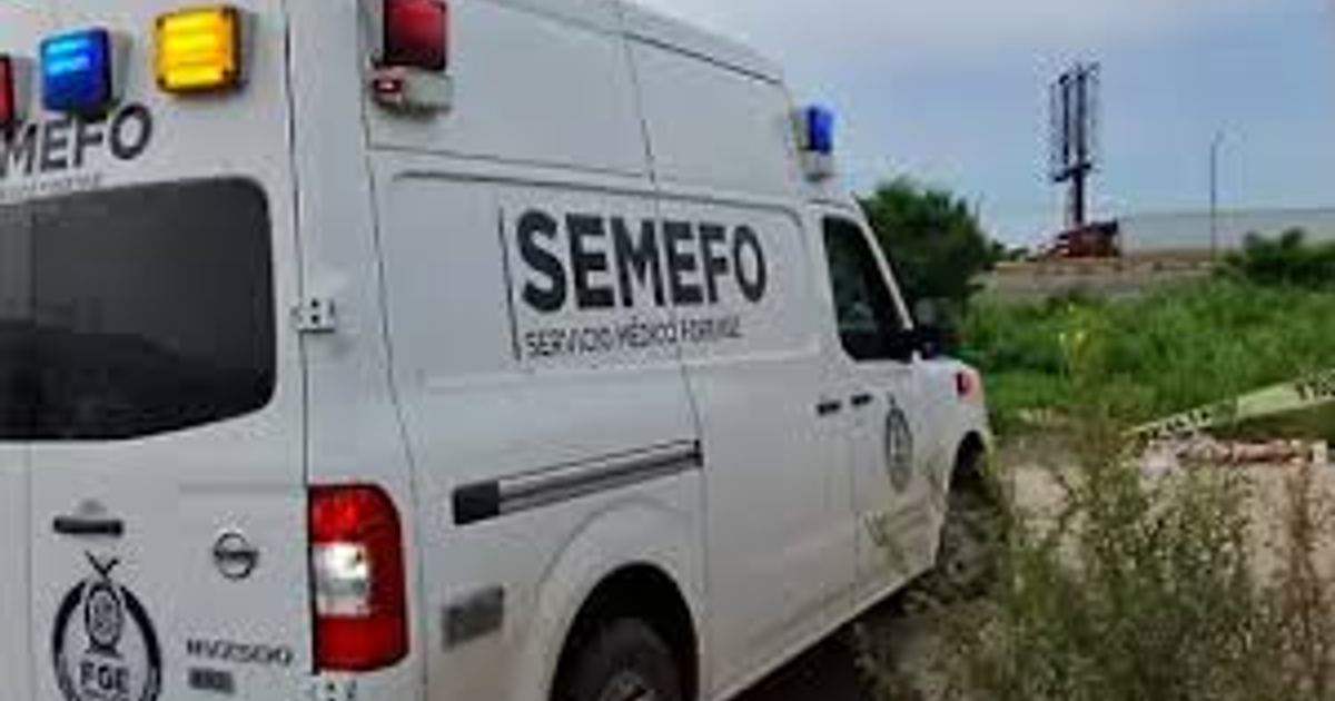 Camioneta del SEMEFO estacionada en área verde con luces intermitentes, relacionada con hallazgo en Mazatlán.