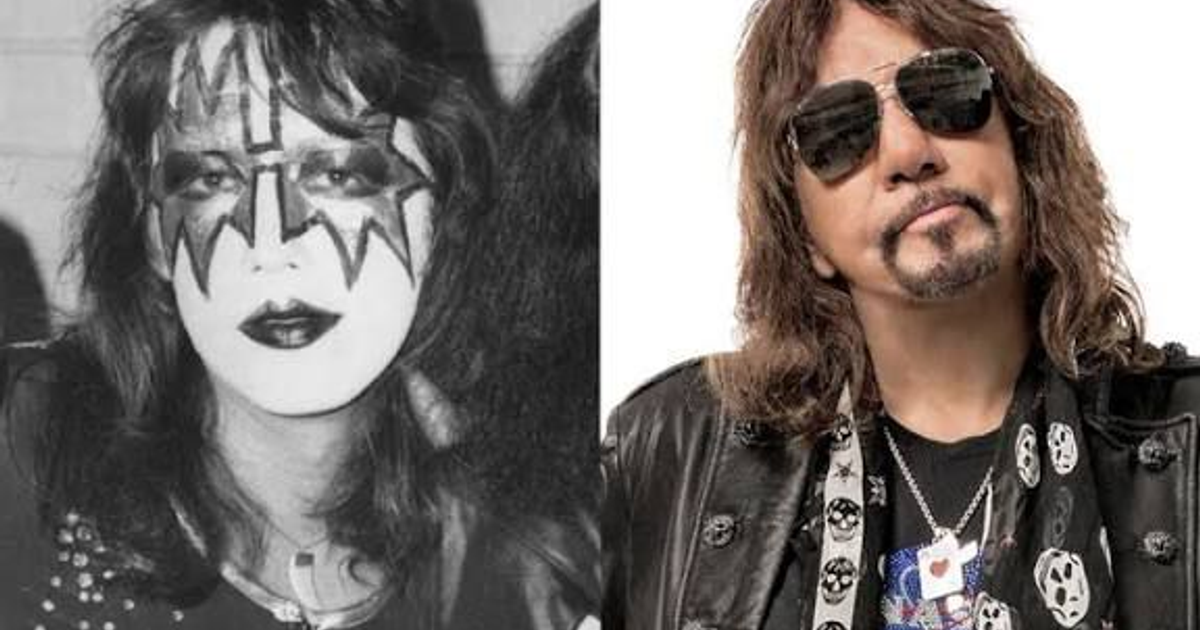 Ace Frehley con maquillaje de KISS y sin maquillaje en estilo moderno
