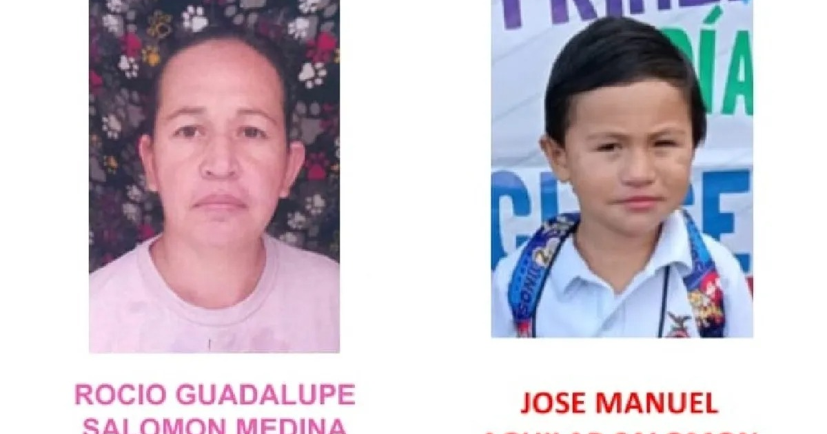 Fotografía de Rocío Guadalupe Salomón Medina y su hijo José Manuel Aguero Salomón, desaparecidos en Culiacán.