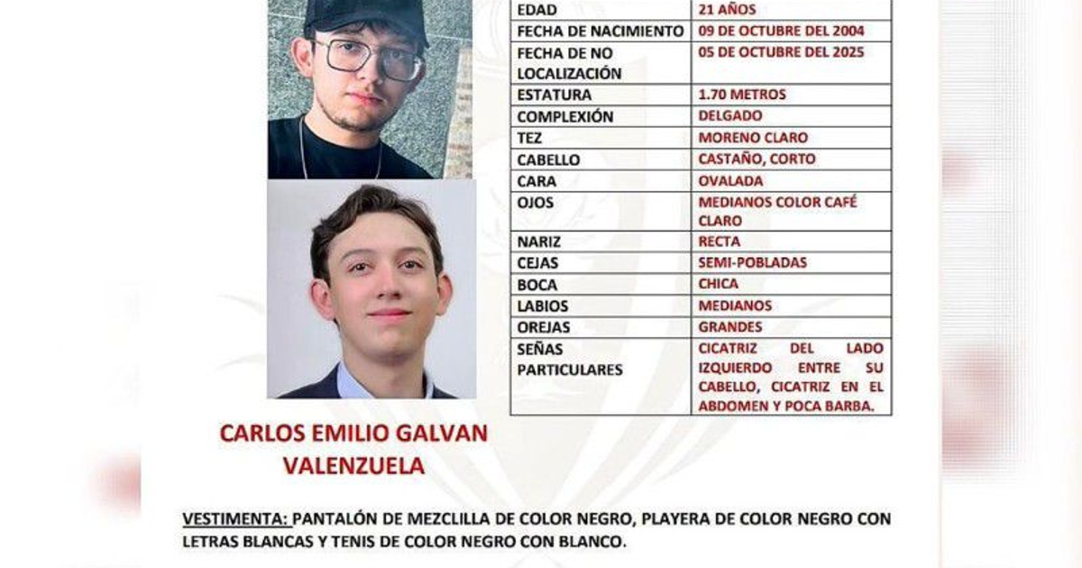 Carlos Emilio Galván Valenzuela, joven desaparecido en Mazatlán, Sinaloa.