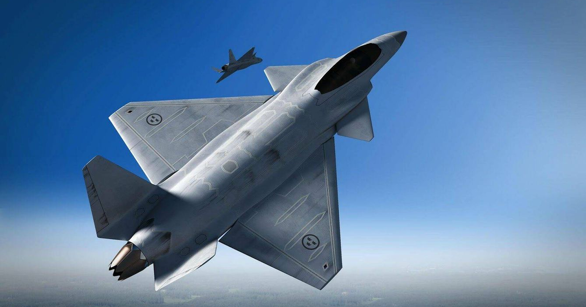 Dos aviones de combate en vuelo, uno en primer plano, representando el acuerdo Suecia-Ucrania para cazas Saab Gripen.