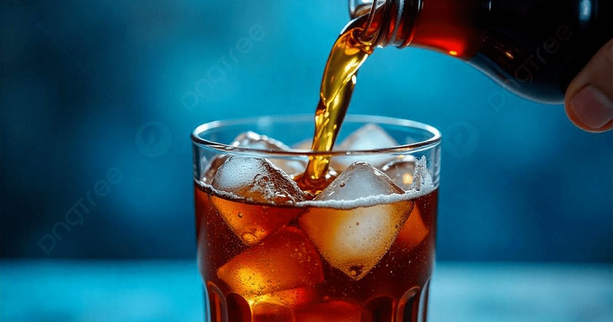 Vaso con refresco y hielo sobre fondo azul, relacionado con el aumento del IEPS en 2026.