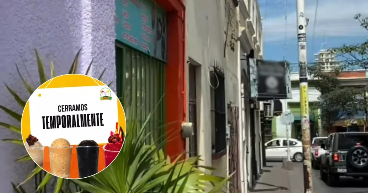 Fachada de Raspados Choko con letrero de cierre temporal en Culiacán
