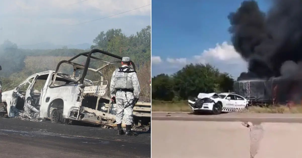 Accidente en la Autopista Mazatlán–Culiacán con vehículos dañados y humo