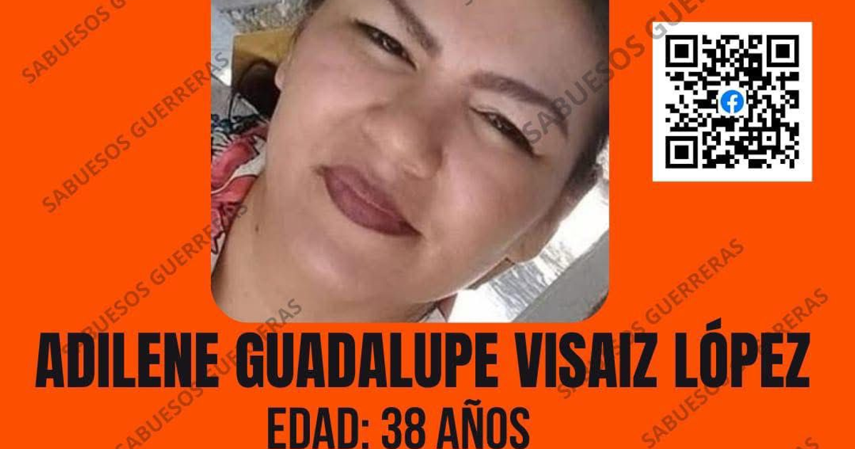 Cartel de búsqueda de Adilene Guadalupe Visaiz López, 38 años, desaparecida en Mazatlán.
