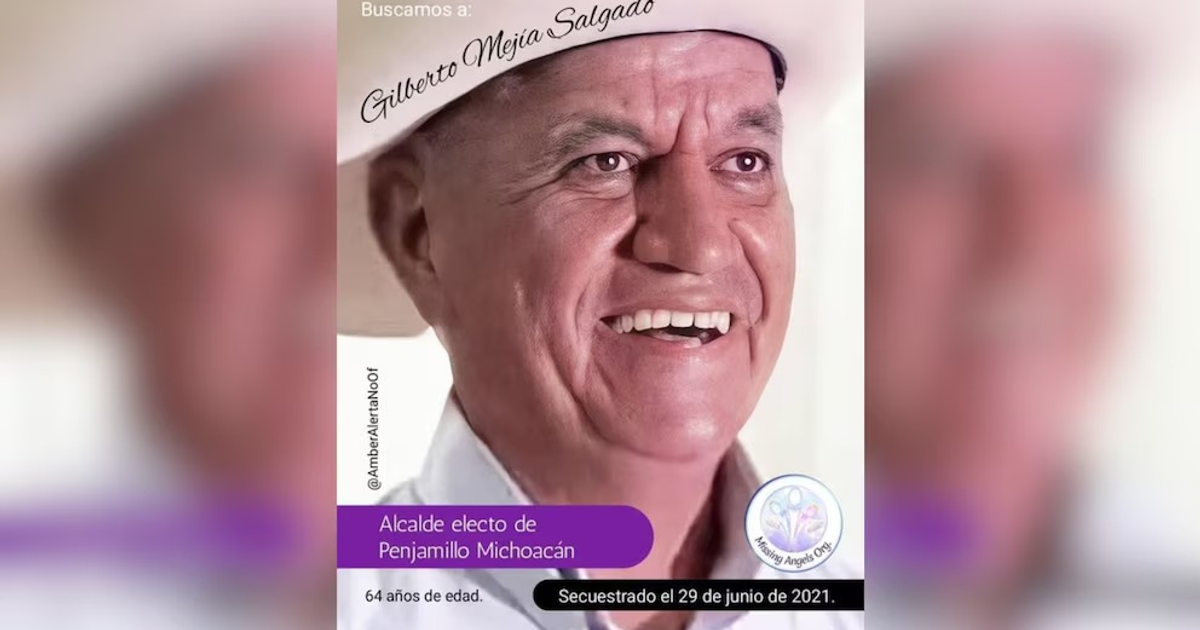 Cartel de búsqueda de Gilberto Mejía Salgado, alcalde electo desaparecido en Michoacán
