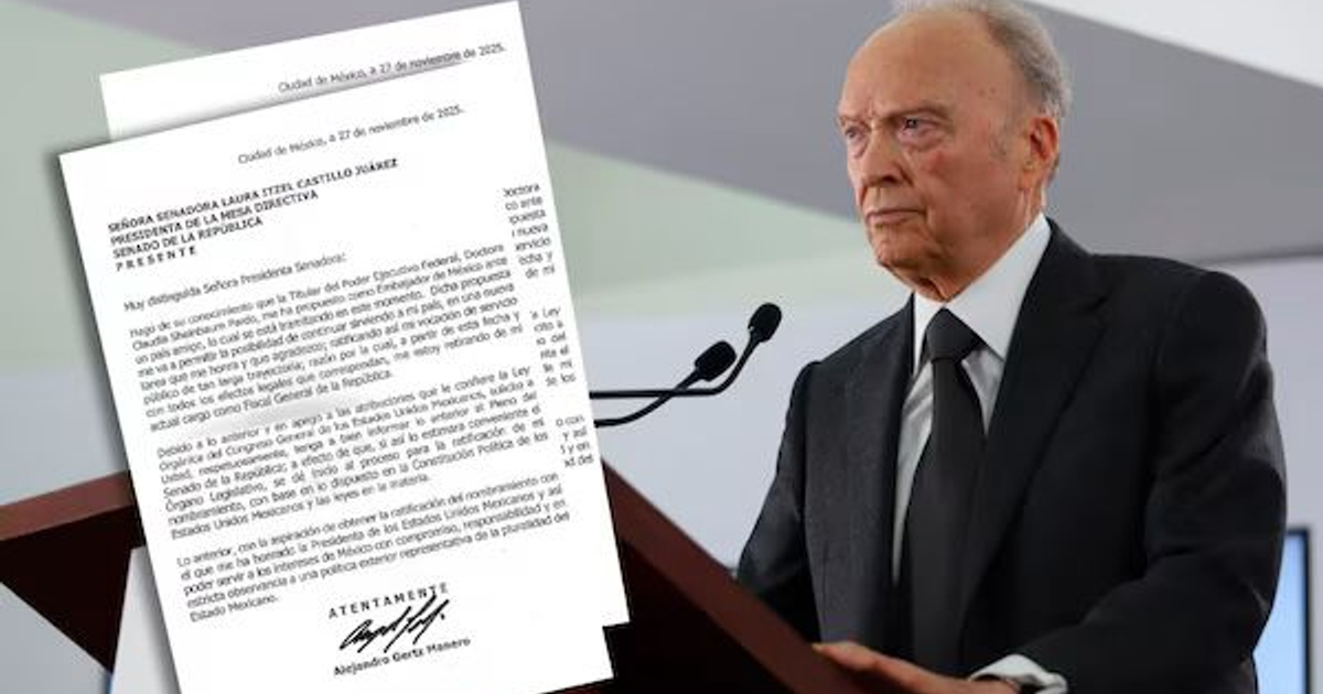 Alejandro Gertz Manero formaliza su dimisión con un documento dirigido al Senado, en un acto de importancia política.