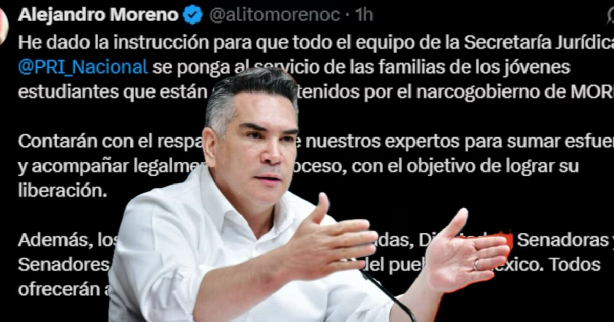 Alejandro Moreno anuncia apoyo jurídico del PRI para jóvenes detenidos