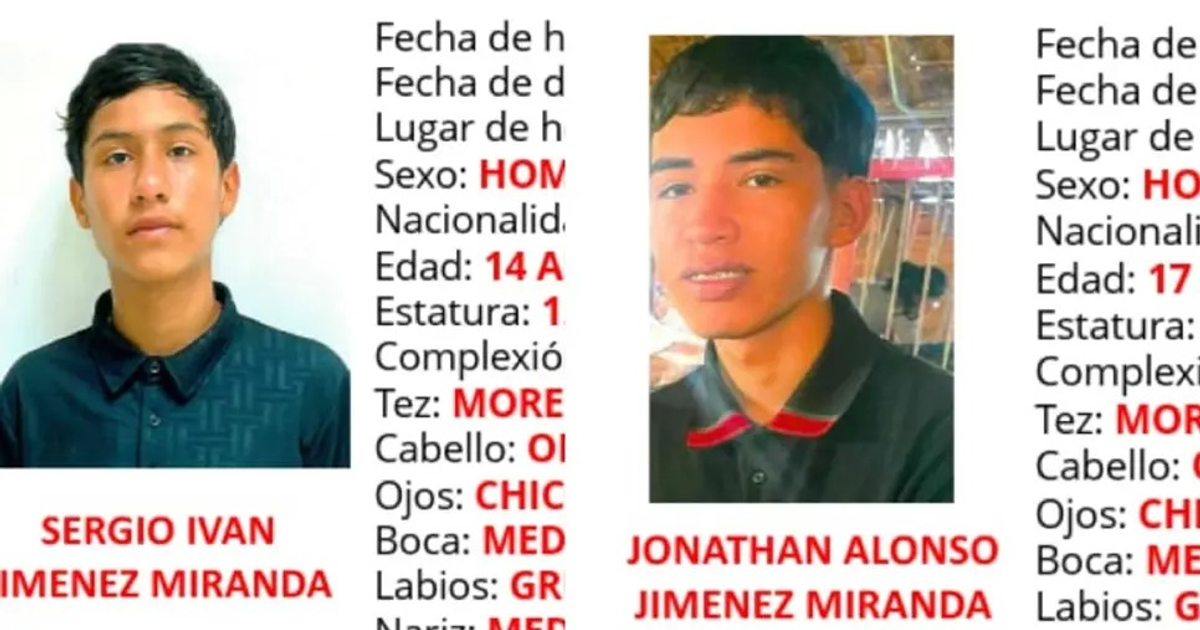 Fichas de Jonathan Alonso y Sergio Iván Jiménez Miranda, hermanos desaparecidos en Mazatlán