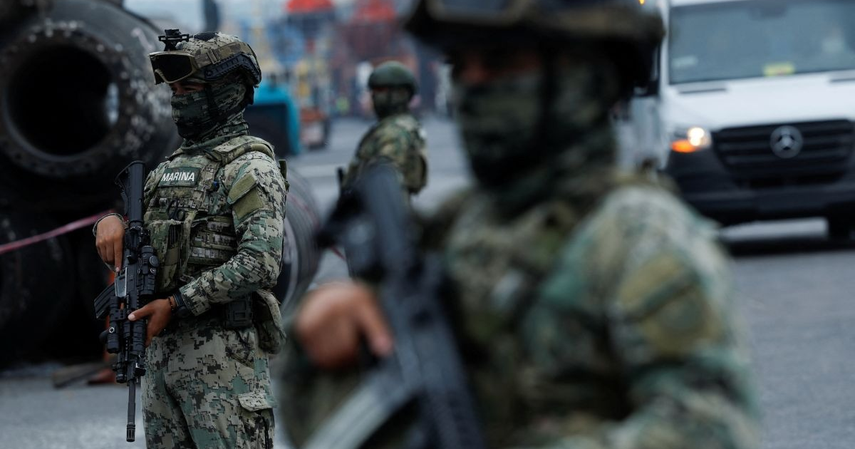 Soldados de la Marina en vigilancia durante un operativo en Villagrán, Guanajuato.