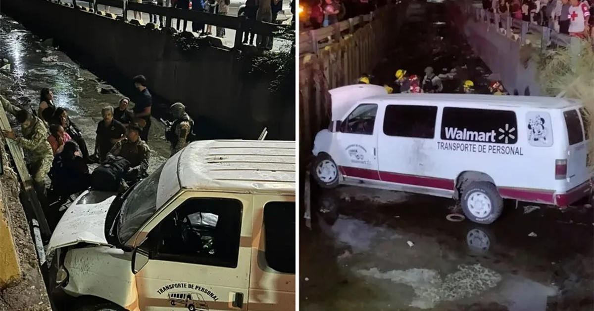 Camioneta volcada en canal con rescatistas asistiendo a ocupantes en Culiacán, Sinaloa.