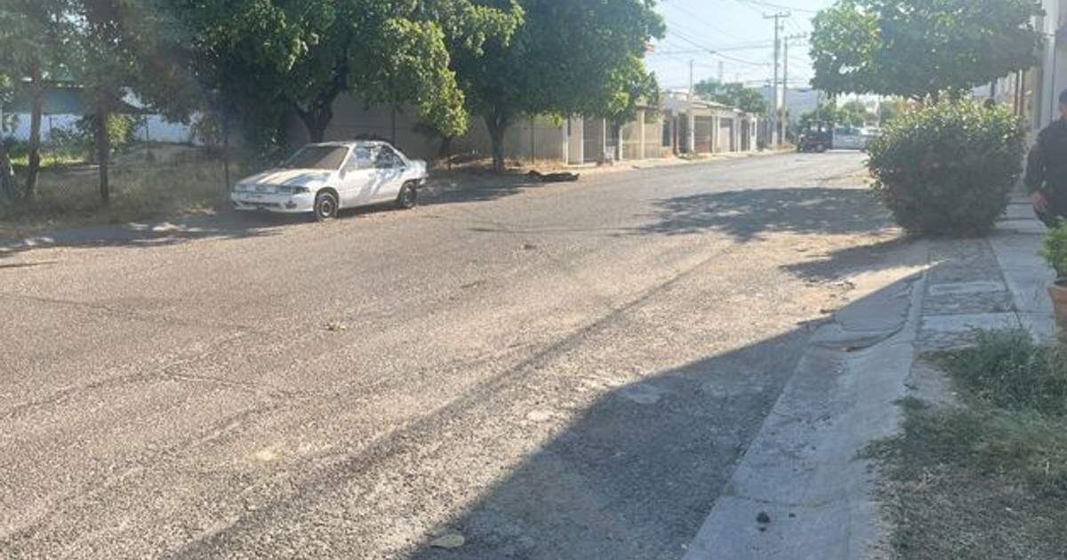 Calle tranquila en Nueva Vizcaya, Culiacán, con coche estacionado y árboles alrededor.