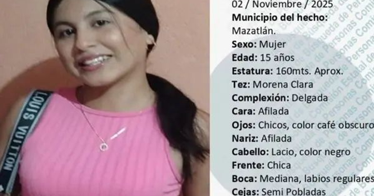 Cartel de búsqueda de Danna Magdalena Félix Heredia, adolescente desaparecida en Mazatlán.