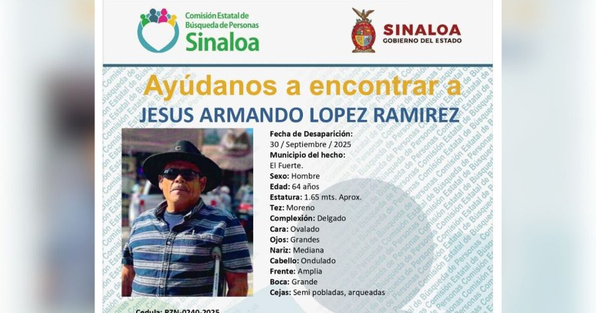 Cartel busca a Jesús Armando López Ramírez desaparecido en Sinaloa, 2025