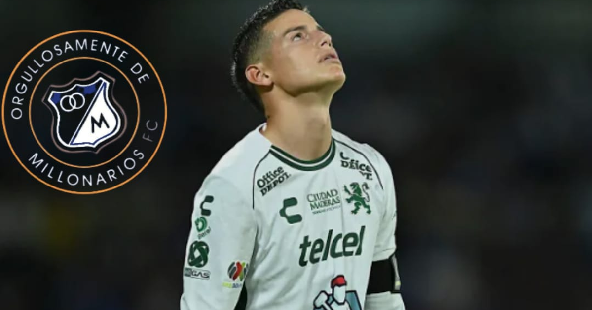 Jugador de Millonarios FC mirando al futuro, logotipo del club visible en la esquina.