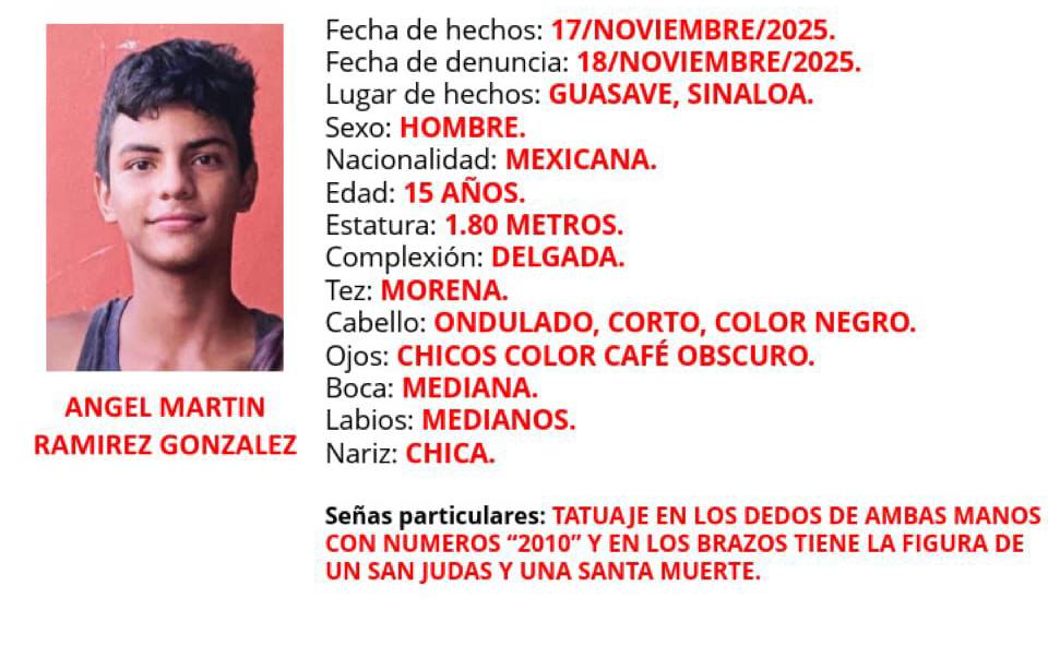 #Algodoneros de Guasave, #Desapariciones, adolescente, alerta amber, Cártel de Sinaloa.