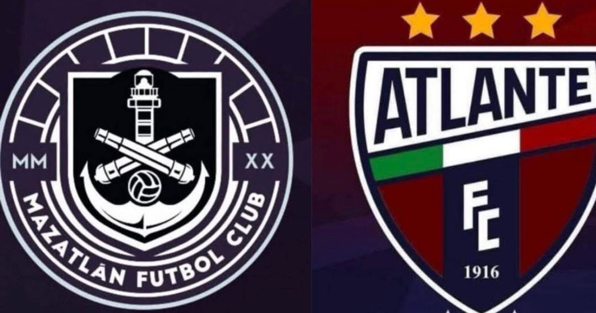 Logotipos de Mazatlán FC y Atlante FC tras acuerdo de venta para la Liga MX