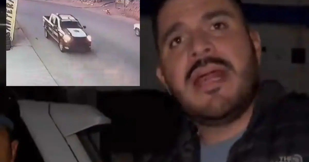 Activista 'El Chikilin' denuncia abuso policial en Tijuana, seguido de imagen de vehículo en carretera.