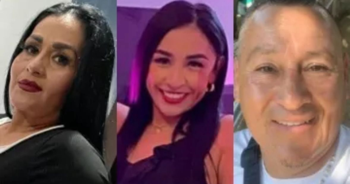 Retrato de Lizet Berenice Contreras Molina con sus suegros Adriana Lucía Maestro Hernández y David Ramírez Duarte.