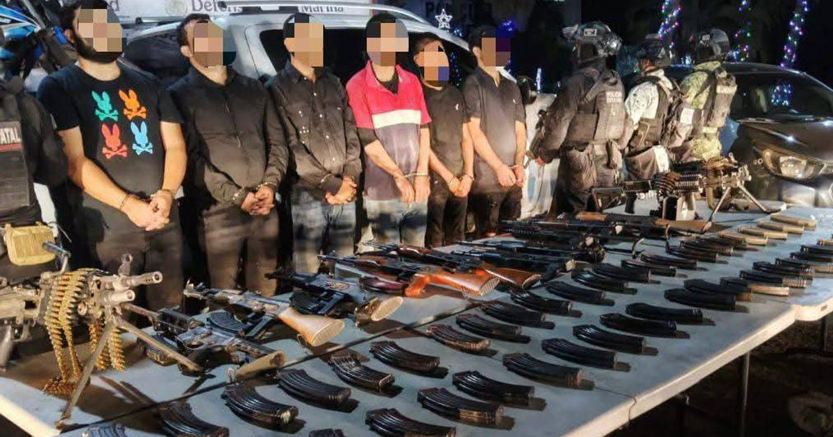 Detenidos en operativo de seguridad en Navolato con armas aseguradas