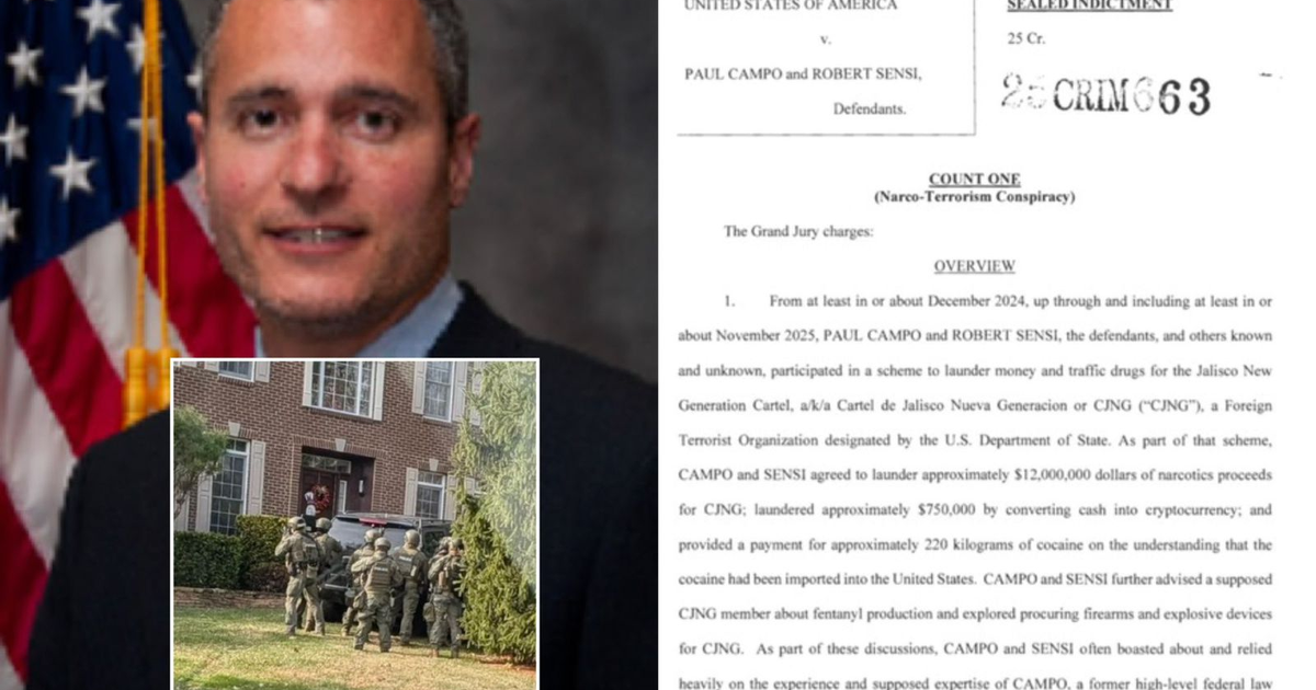 Documento acusatorio de Paul Campo y Robert Sensi por lavado de dinero del CJNG