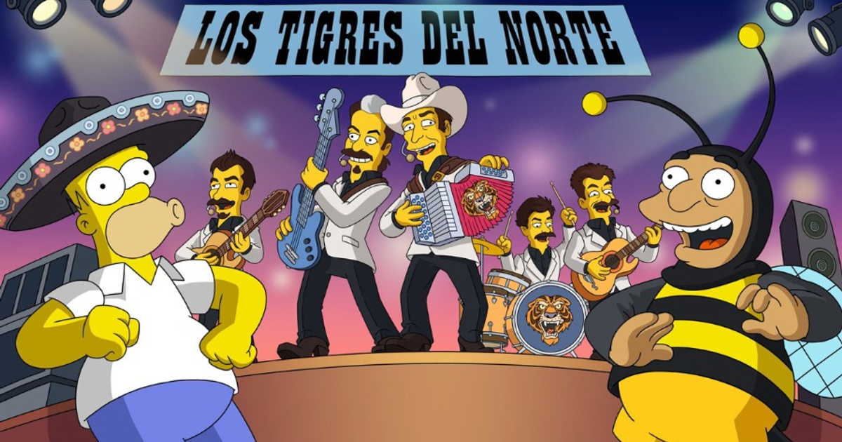 Imagen de Los Tigres del Norte y Homero Simpson en Los Simpson