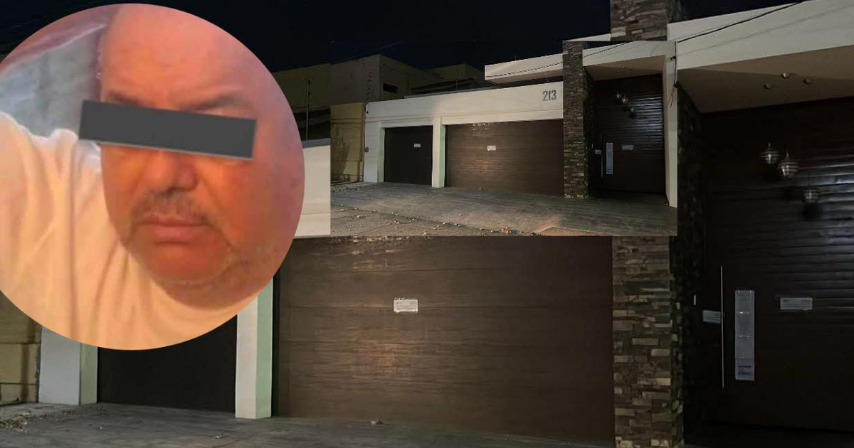 A night-time image showing an undisclosed man in front of a modern house involved in a federal raid in Culiacán.