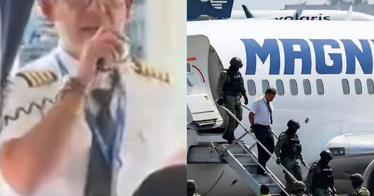 Piloto de Magnicharters y personal táctico en intervención en el AICM