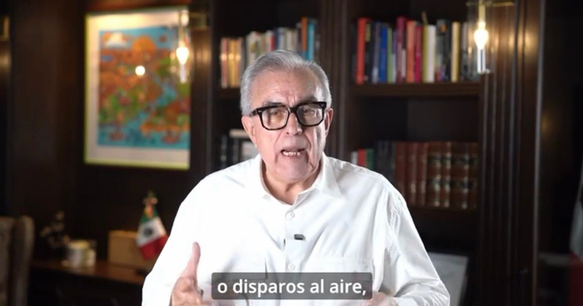 Gobernador Rubén Rocha Moya en anuncio preventivo contra disparos al aire durante celebraciones de año nuevo.