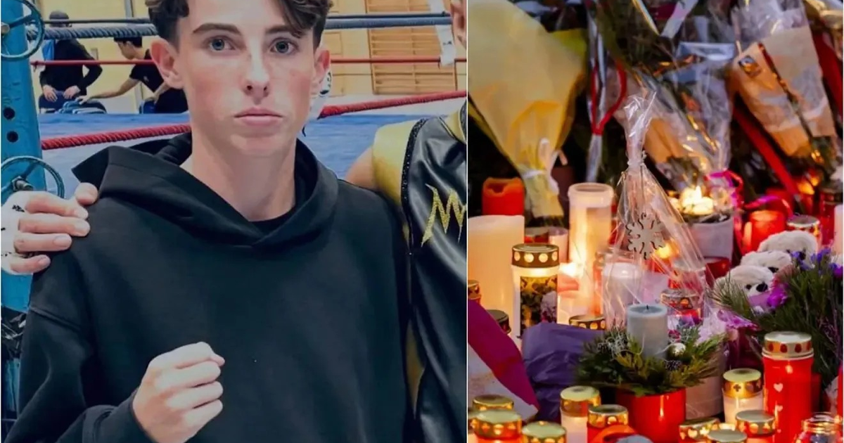 Joven boxeador y altar con velas en honor a Benjamin Johnson, fallecido en incendio.