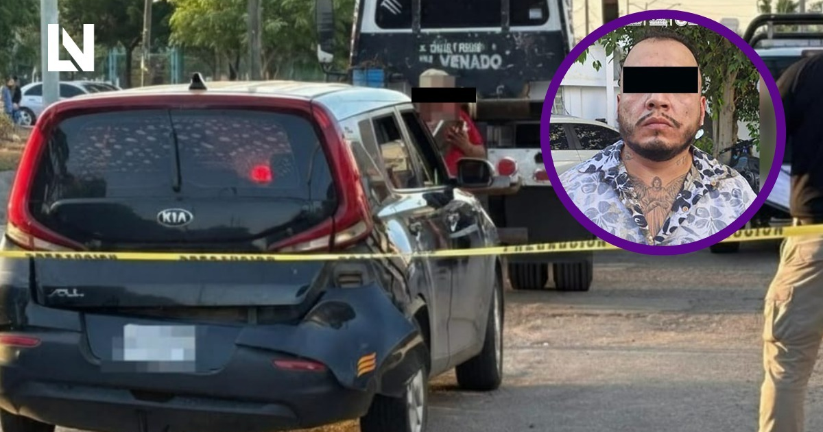Vehículo Kia en escena de crimen en Mazatlán, vinculado al operativo de detención de 'El Cubano'.