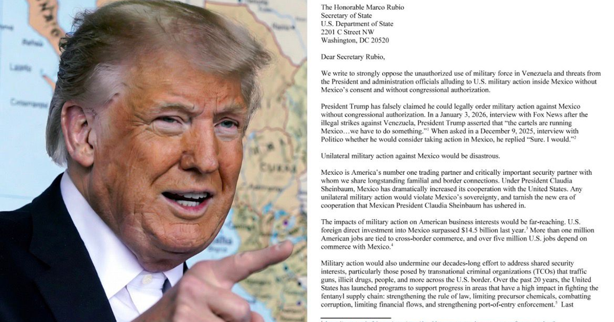 Carta de congresistas demócratas a Marco Rubio contra intervención militar en México