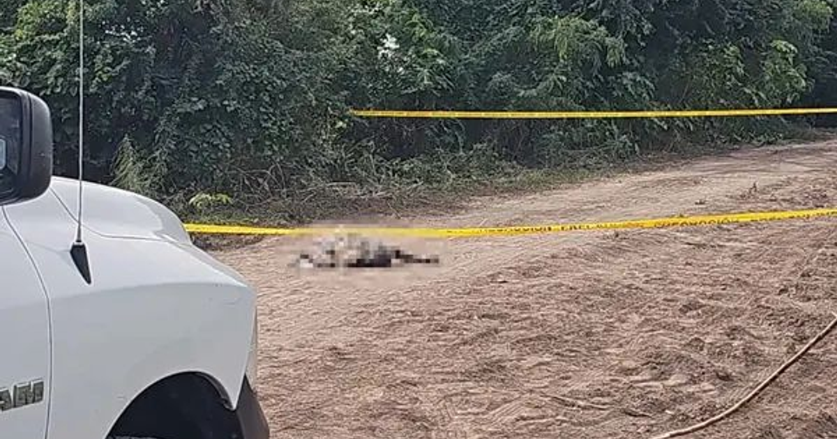 Escena del crimen en La Curva de San Pedro con área acordonada y agentes trabajando.